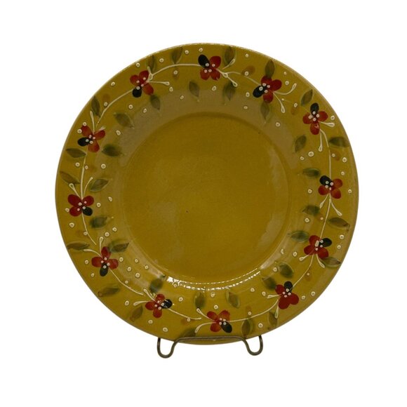 Le Petit Café Plate 8 inch Hand-Painted Yellow Floral Ceramic - Picture 1 of 4